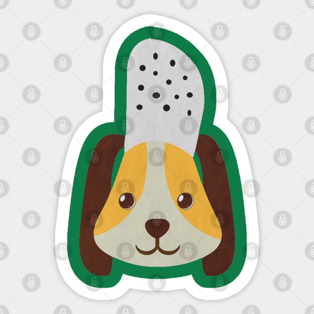 cute doggo with croc on the head - green Sticker by Uwaki